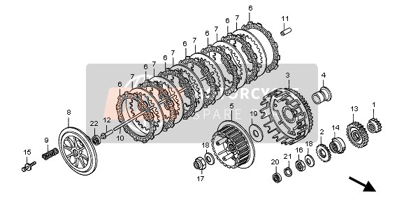 22100MN9000, Kupplungskorb Kompl., Honda, 0