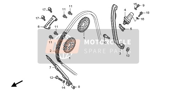 Honda CBR1000RR 2005 Nokkenasketting & Spanner voor een 2005 Honda CBR1000RR