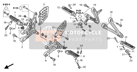 Honda CBR1000RR 2005 FUSSRASTE für ein 2005 Honda CBR1000RR