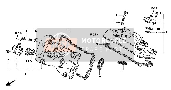 Honda VFR800 2005 Cubierta de tapa de cilindro para un 2005 Honda VFR800