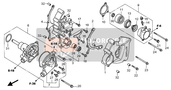 Honda VFR800 2005 WASSERPUMPE für ein 2005 Honda VFR800