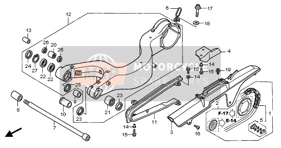 Honda VFR800 2005 SWINGARM for a 2005 Honda VFR800