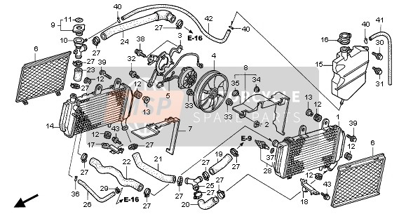 Honda VFR800 2005 Radiator voor een 2005 Honda VFR800