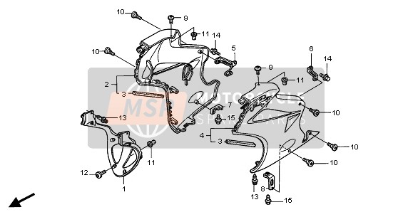 Honda VFR800 2005 Cubierta inferior para un 2005 Honda VFR800