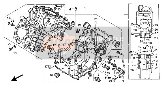 Honda VTR1000F 2005 Caja Del Cigüeñal para un 2005 Honda VTR1000F