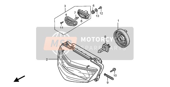 Honda VTR1000F 2005 Faro (EU) para un 2005 Honda VTR1000F