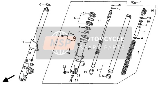 Honda VTR1000F 2005 Forcella anteriore per un 2005 Honda VTR1000F