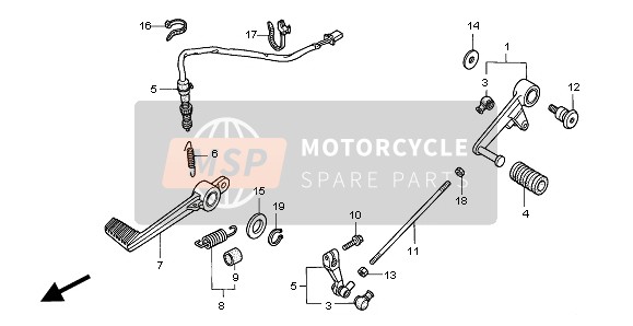 Honda VTR1000F 2005 Pédale pour un 2005 Honda VTR1000F