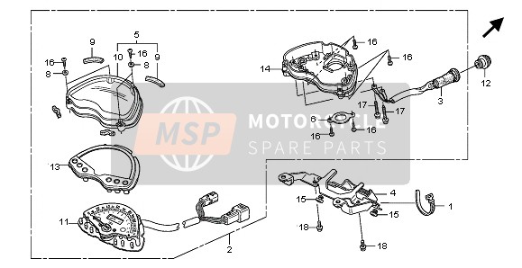 37200MEA631, Geshwindigkeitsmesser Kom, Honda, 0