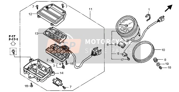 Honda VTX1800C1 2005 TACHOMETER (MPH) für ein 2005 Honda VTX1800C1