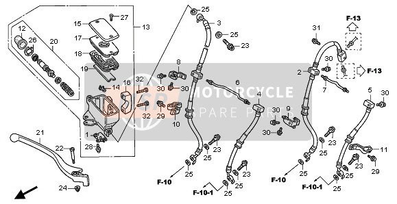 Honda VTX1800C1 2005 FR. BRAKE MASTER CYLINDER for a 2005 Honda VTX1800C1