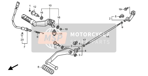 Honda VTX1800C1 2005 Pedal para un 2005 Honda VTX1800C1