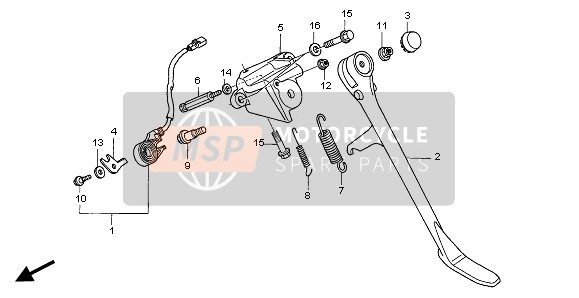 Honda VTX1800C1 2005 Béquille latérale pour un 2005 Honda VTX1800C1