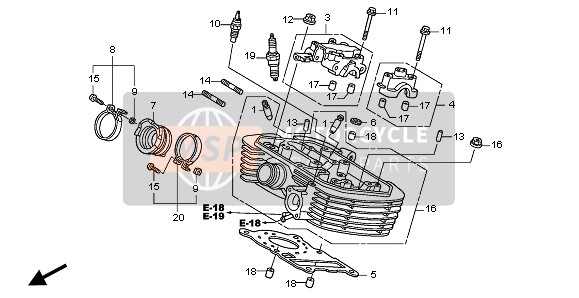 Honda XL125V 2005 REAR CYLINDER HEAD for a 2005 Honda XL125V