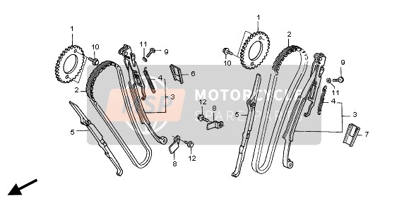 Honda XL650V 2005 CAM CHAIN & TENSIONER for a 2005 Honda XL650V