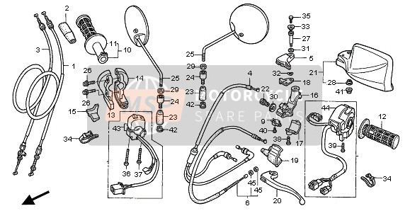 Honda XL650V 2005 SWITCH & CABLE for a 2005 Honda XL650V