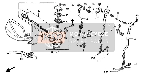 Honda XL650V 2005 FR. BRAKE MASTER CYLINDER for a 2005 Honda XL650V