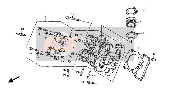 Honda XL1000VA 2005 FRONT CYLINDER HEAD for a 2005 Honda XL1000VA