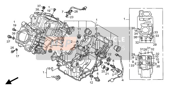 Honda XL1000VA 2005 CRANKCASE for a 2005 Honda XL1000VA