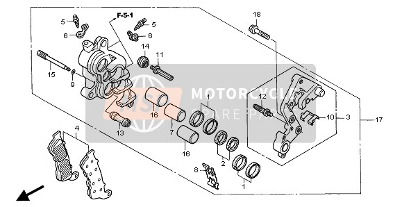 Honda XL1000VA 2005 Pinza de freno delantero (R.) para un 2005 Honda XL1000VA