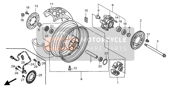 Honda XL1000VA 2005 Ruota posteriore per un 2005 Honda XL1000VA