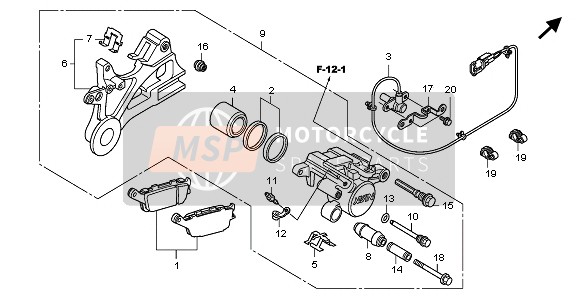 43110MERD21, Steun, A. Rem, Honda, 2