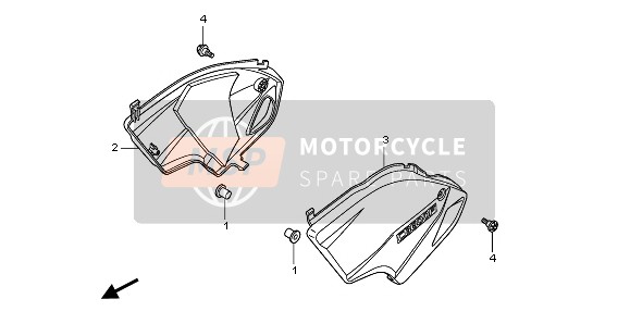 83400MFGD00ZB, Seitendeckel Satz, R. (Wl, Honda, 2