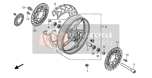 Honda CB600F 2007 FRONT WHEEL for a 2007 Honda CB600F