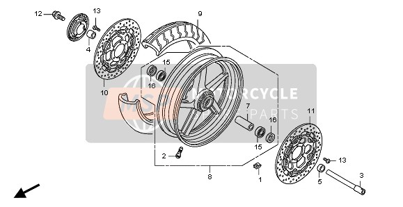 45220MEJ901, Disk Comp., L. Fr. Brake, Honda, 1