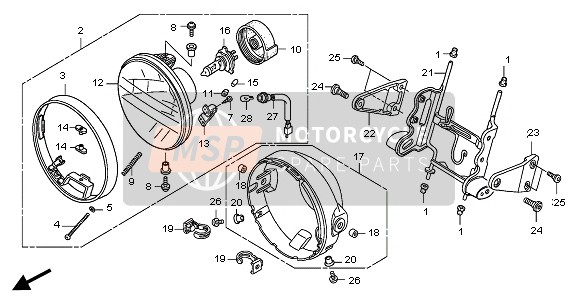 Honda CB1300A 2007 HEADLIGHT (EU) for a 2007 Honda CB1300A