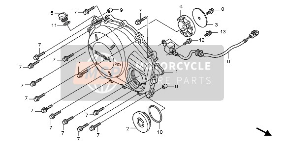 Honda CBF1000 2007 Tapa del cárter derecho para un 2007 Honda CBF1000