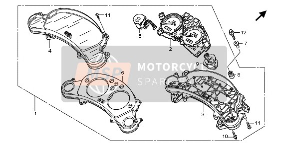 Honda CBF1000 2007 Meter (MPH) voor een 2007 Honda CBF1000