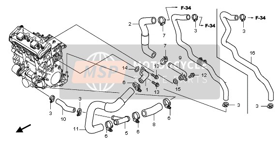 Honda CBF1000A 2007 WATER PIPE for a 2007 Honda CBF1000A