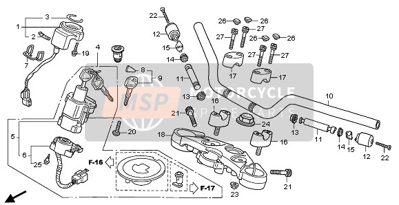 Honda CBF1000A 2007 HANDLE PIPE & TOP BRIDGE for a 2007 Honda CBF1000A