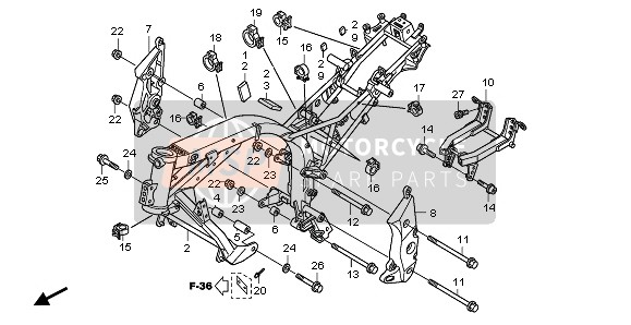 Honda CBF1000T 2007 Cuerpo del marco para un 2007 Honda CBF1000T