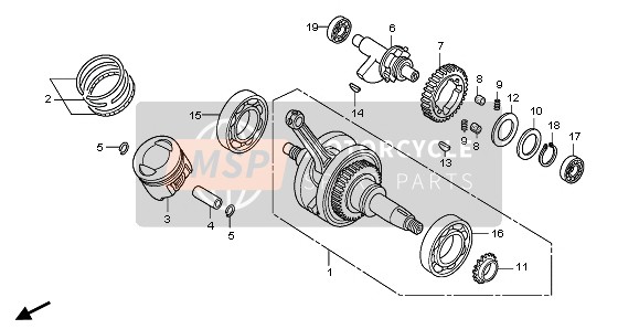 Honda CBR125RW 2007 Arbre de manivelle & Piston pour un 2007 Honda CBR125RW