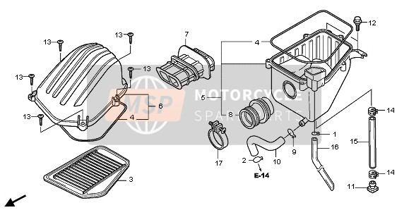 17225KTYD31, Case Sub Assy., Air Cleaner, Honda, 1