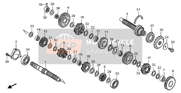 23511MFJD00, Gear, Mainshaft Sixth(24T), Honda, 0