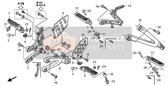 50660MFJD00, Arm, R. Hoofd Pedaal, Honda, 0