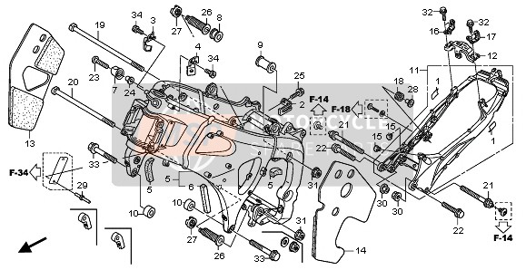 77105MFJD00, Fuehrung, R. Haken, Honda, 2