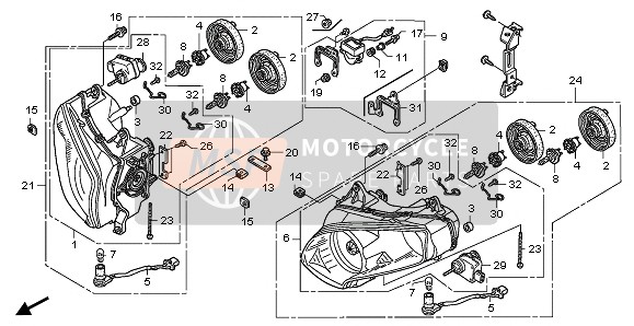 Honda GL1800 2007 HEADLIGHT (EU) for a 2007 Honda GL1800