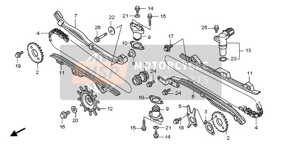 Honda GL1800 + AIRBAG 2007 Catena a camme & Tenditore per un 2007 Honda GL1800 + AIRBAG