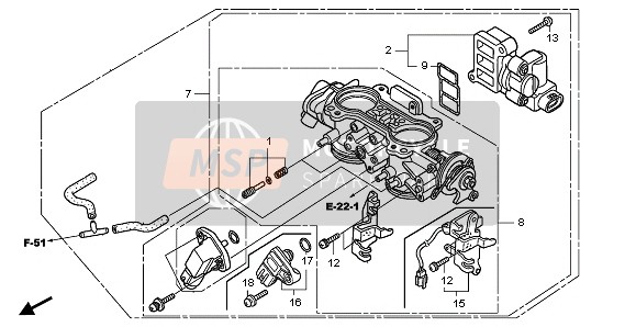 Honda GL1800 + AIRBAG 2007 Cuerpo del acelerador para un 2007 Honda GL1800 + AIRBAG