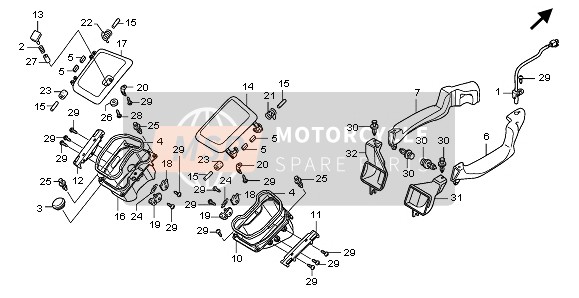 Honda GL1800 + AIRBAG 2007 Ducto de aire para un 2007 Honda GL1800 + AIRBAG