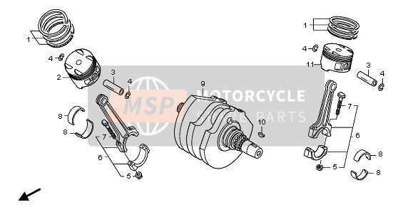 Honda NT700V 2007 CRANKSHAFT & PISTON for a 2007 Honda NT700V