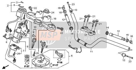 53131MEW920, Halter, Lenker Oben, Honda, 2