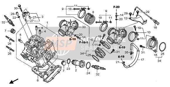 Honda VTX1300S 2007 FRONT CYLINDER HEAD for a 2007 Honda VTX1300S