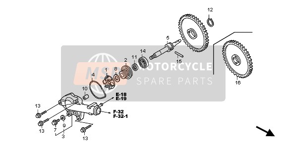 19242KPCD51, Gear, Water Pump(38T), Honda, 4