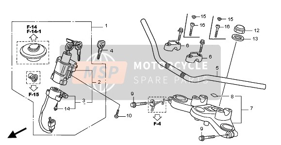 Honda XL125V 2007 HANDLE PIPE & TOP BRIDGE for a 2007 Honda XL125V