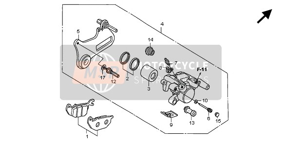 Honda XL125V 2007 REAR BRAKE CALIPER for a 2007 Honda XL125V